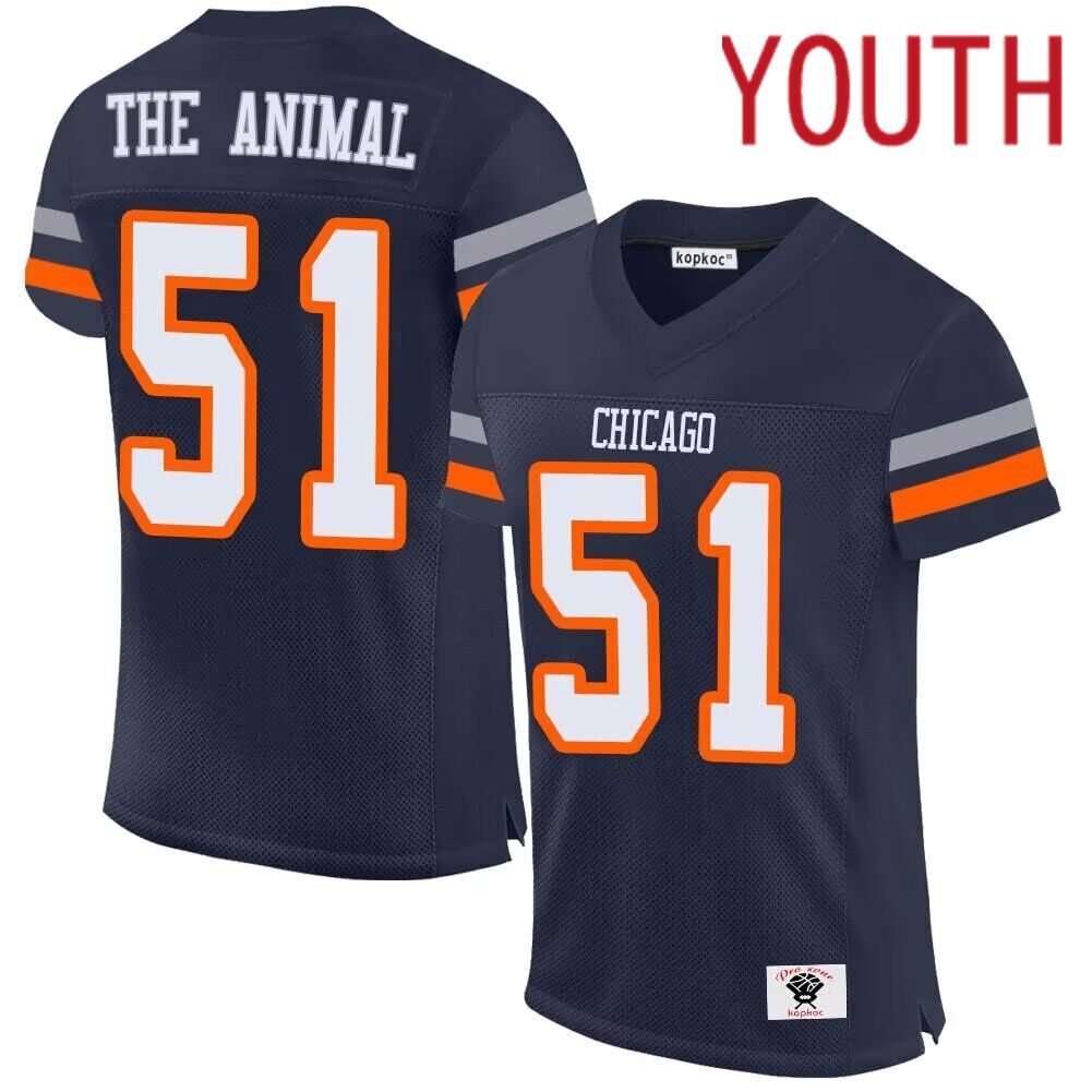 Youth  Chicago Bears #51 The Animal blue2024 Nike Limited NFL throwback Jersey 